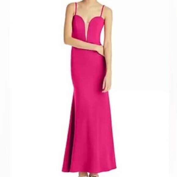 Aqua Barbie Pink Plunge Neck Maxi Gown Sz 8 NWT - Picture 1 of 11